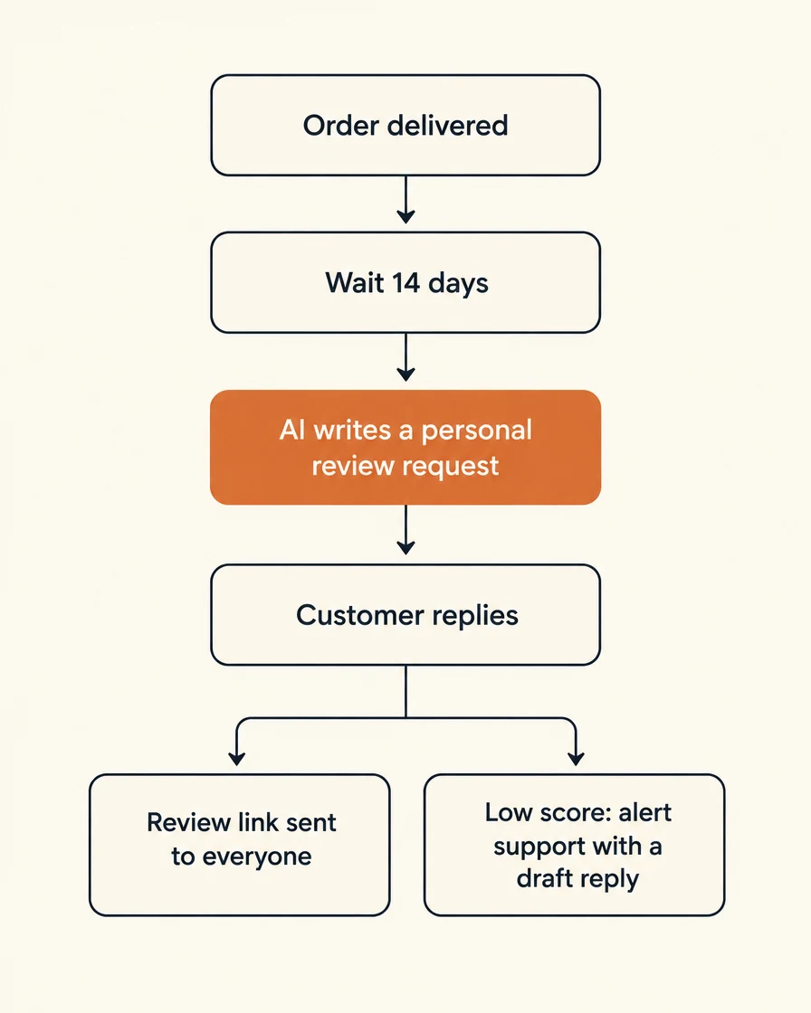 Diagram of the demo review-request automation